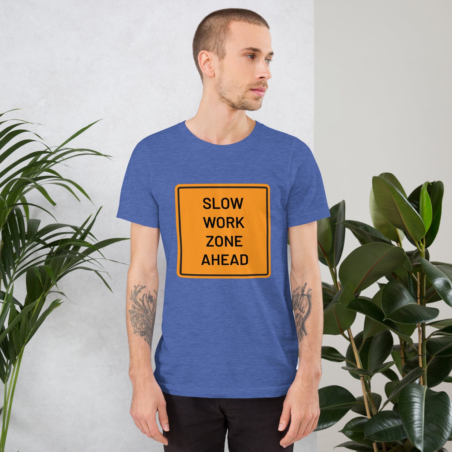 "Slow Work Zone Ahead" Men's T-Shirt