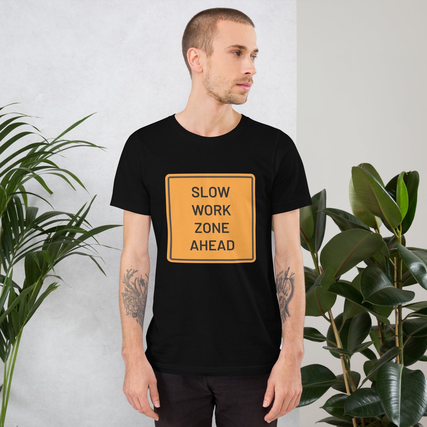 "Slow Work Zone Ahead" Men's T-Shirt