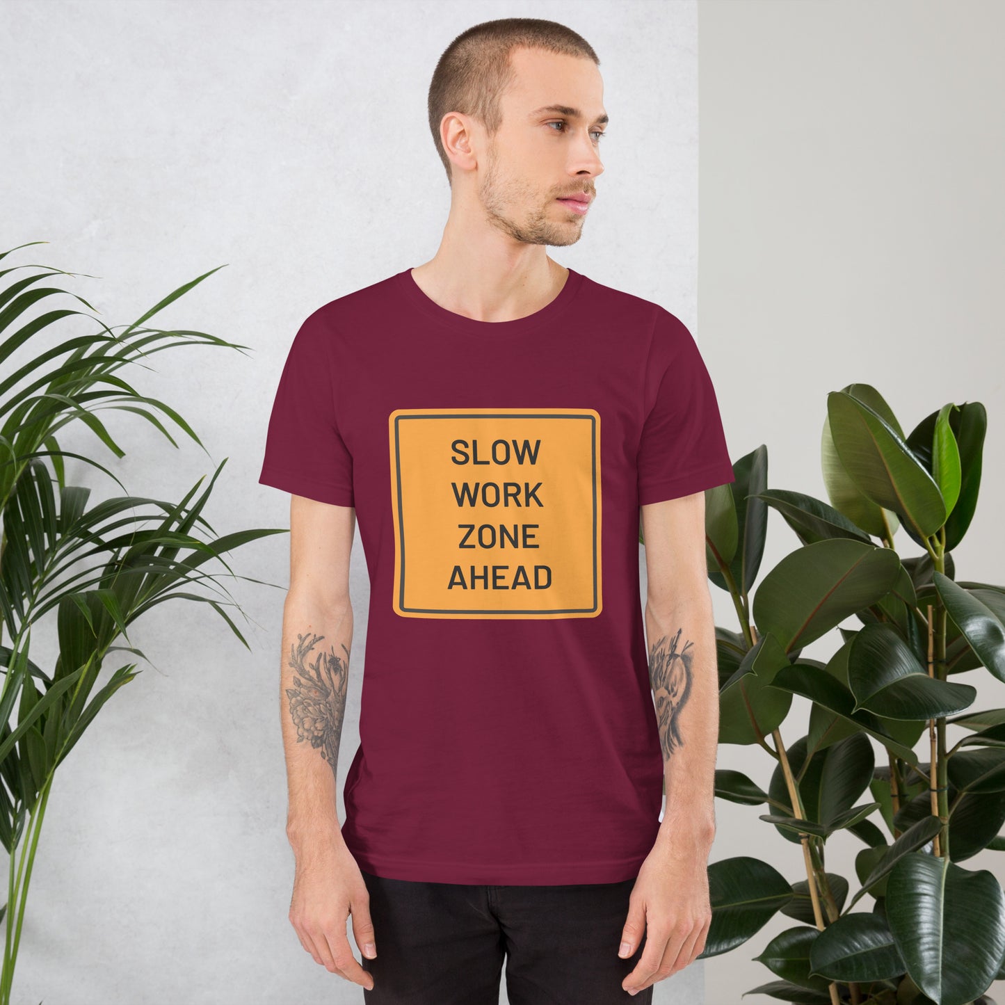 "Slow Work Zone Ahead" Men's T-Shirt