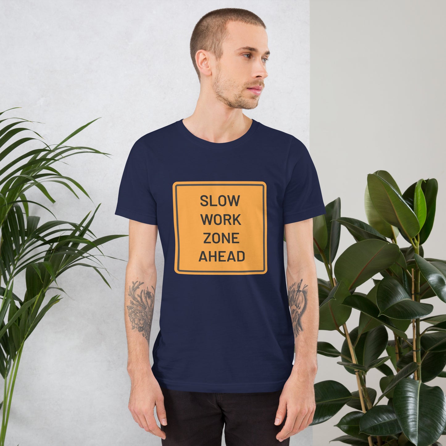 "Slow Work Zone Ahead" Men's T-Shirt